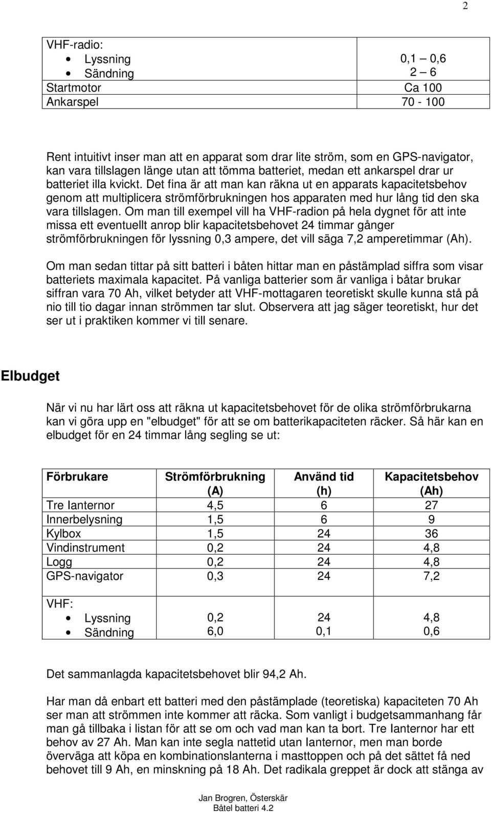 Det fina är att man kan räkna ut en apparats kapacitetsbehov genom att multiplicera strömförbrukningen hos apparaten med hur lång tid den ska vara tillslagen.