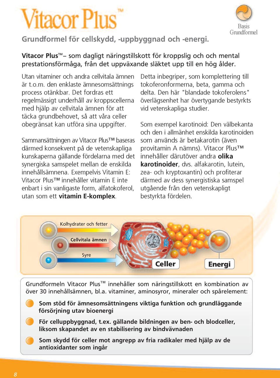 Utan vitaminer och andra cellvitala ämnen är t.o.m. den enklaste ämnesomsättnings process otänkbar.