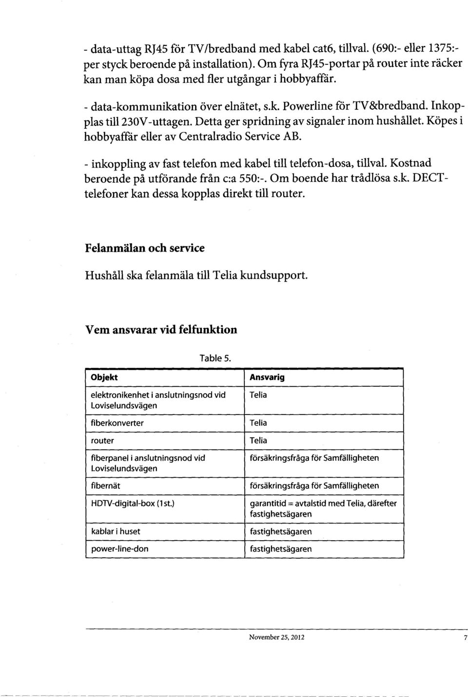 Detta ger spridning av signaler in om hushallet. Kopes i hobbyaffar eller av Centralradio Service AB. - inkoppling av fast telefon med kabel till telefon-dosa, tillval.