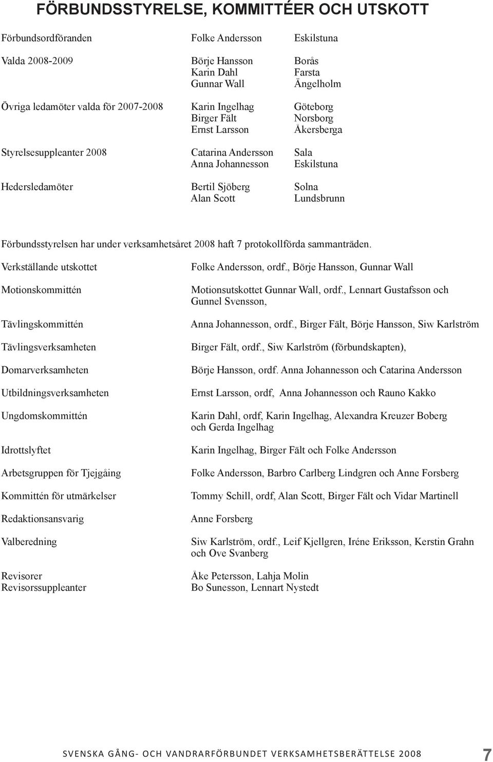 Scott Lundsbrunn Förbundsstyrelsen har under verksamhetsåret 2008 haft 7 protokollförda sammanträden.