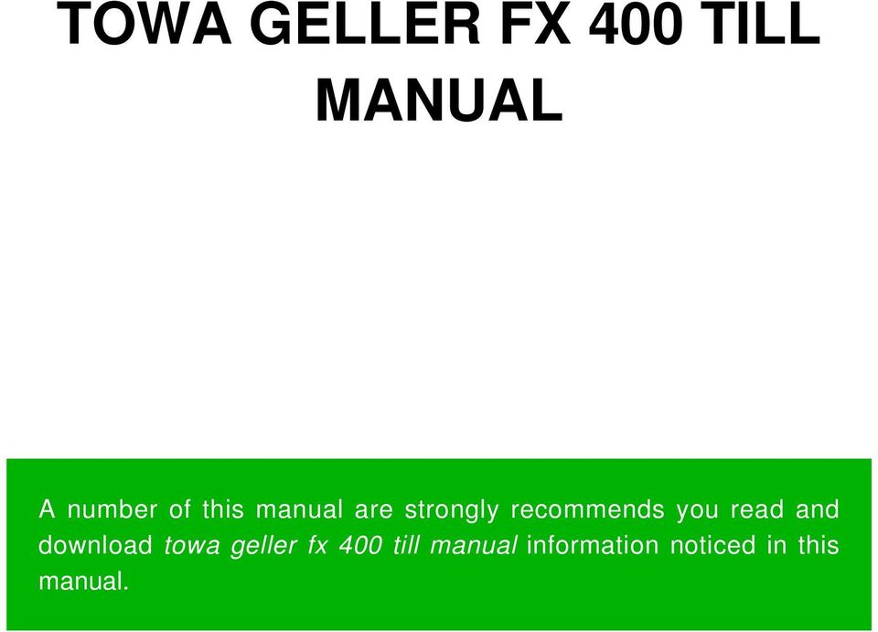 you read and download towa geller fx 400