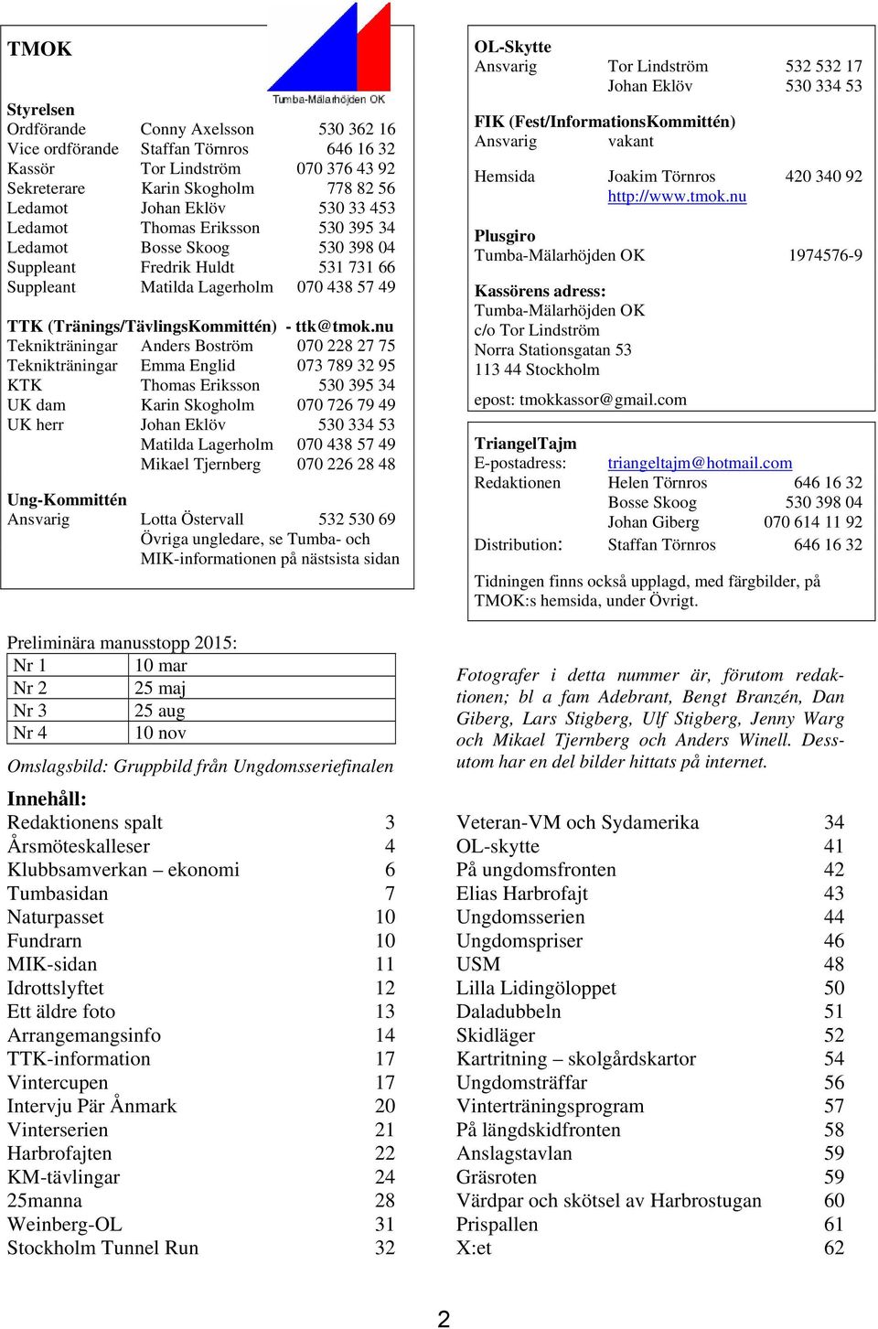 nu Teknikträningar Anders Boström 070 228 27 75 Teknikträningar Emma Englid 073 789 32 95 KTK Thomas Eriksson 530 395 34 UK dam Karin Skogholm 070 726 79 49 UK herr Johan Eklöv 530 334 53 Matilda