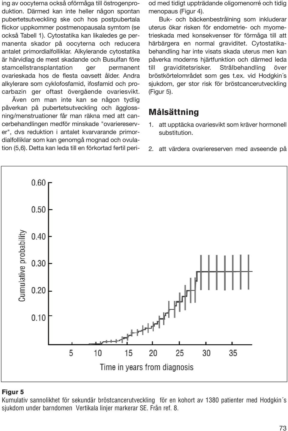 Cytostatika kan likaledes ge permanenta skador på oocyterna och reducera antalet primordialfolliklar.