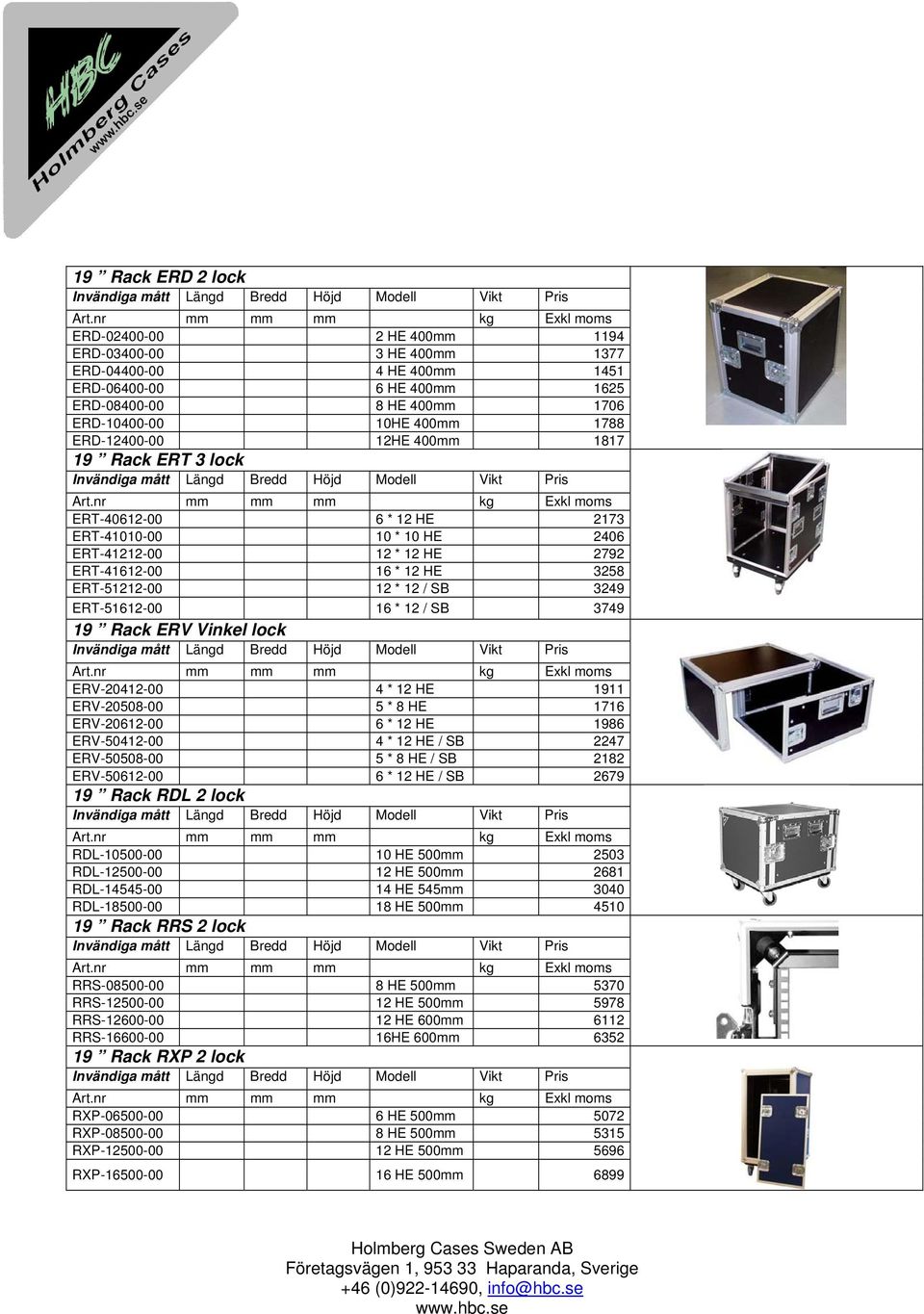 ERT-51612-00 16 * 12 / SB 3749 19 Rack ERV Vinkel lock ERV-20412-00 4 * 12 HE 1911 ERV-20508-00 5 * 8 HE 1716 ERV-20612-00 6 * 12 HE 1986 ERV-50412-00 4 * 12 HE / SB 2247 ERV-50508-00 5 * 8 HE / SB