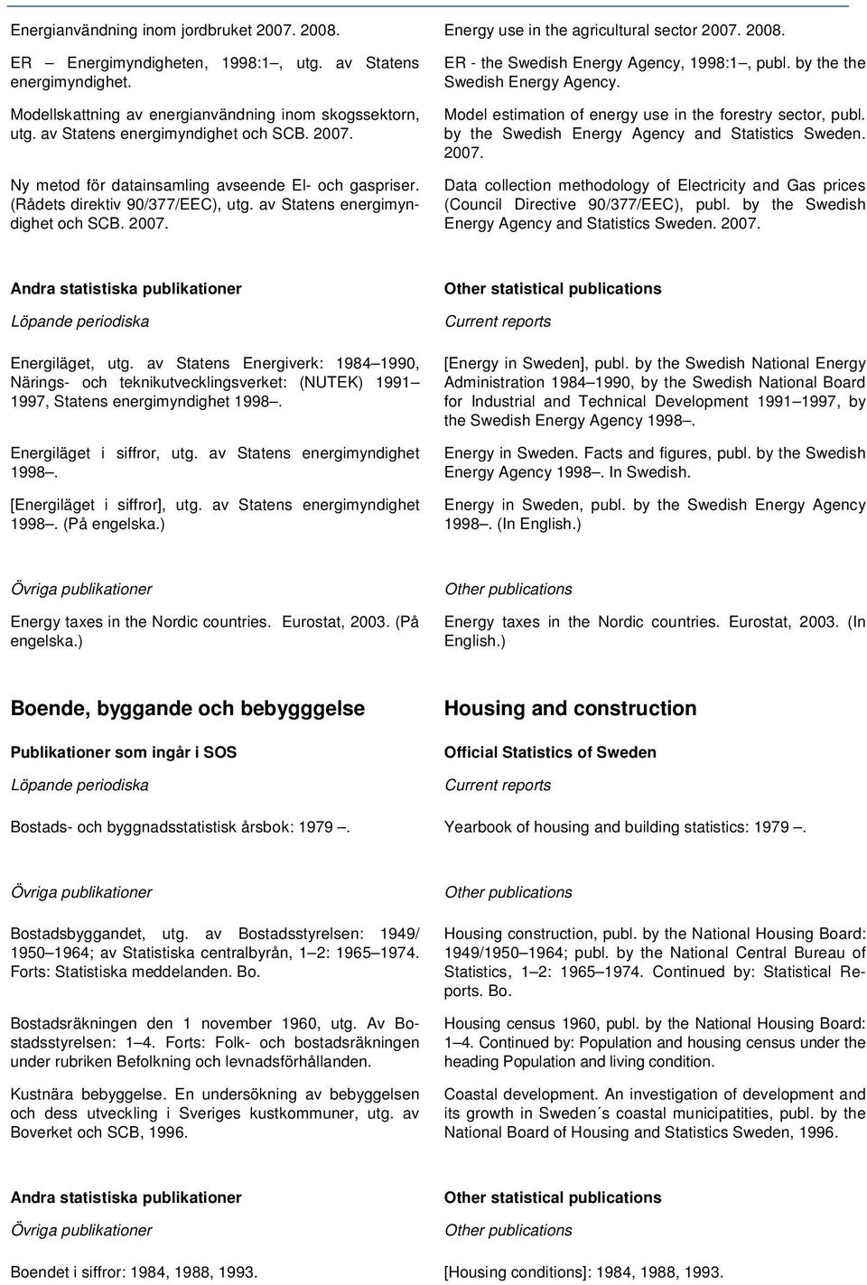 av Statens energimyndighet och SCB. 2007. ER - the Swedish Energy Agency, 1998:1, publ. by the the Swedish Energy Agency. Model estimation of energy use in the forestry sector, publ.