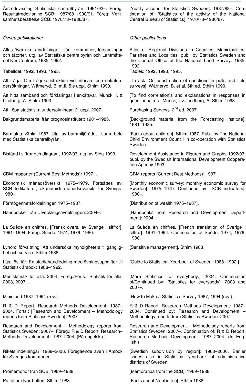 av Statistiska centralbyrån och Lantmäteriet KartCentrum: 1985, 1992. Tabelldel: 1992, 1993, 1995. Att fråga. Om frågekonstruktion vid intervju- och enkätundersökningar. Wärneryd, B. m.fl. 5:e uppl.