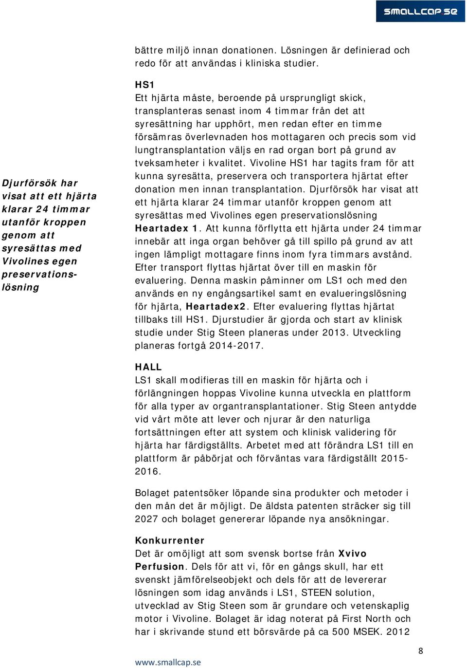 senast inom 4 timmar från det att syresättning har upphört, men redan efter en timme försämras överlevnaden hos mottagaren och precis som vid lungtransplantation väljs en rad organ bort på grund av