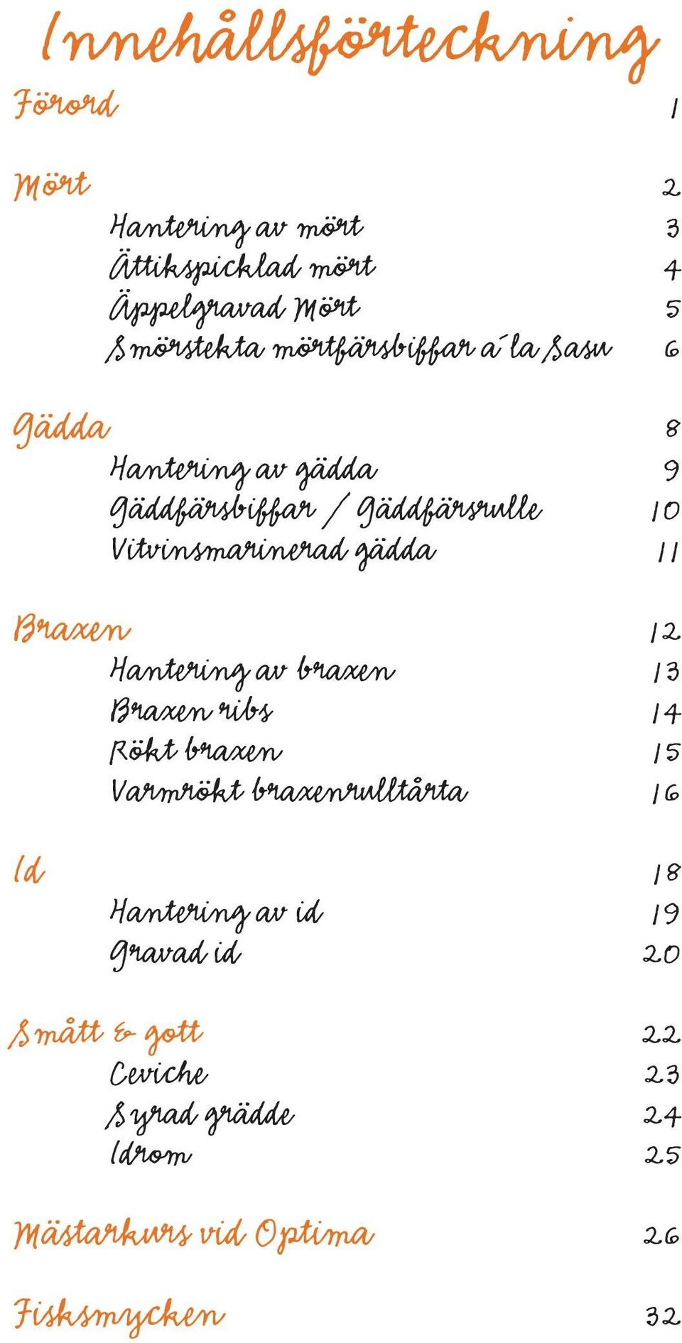 gädda 11 Braxen 12 Hantering av braxen 13 Braxen ribs 14 Rökt braxen 15 Varmrökt braxenrulltårta 16 Id 18