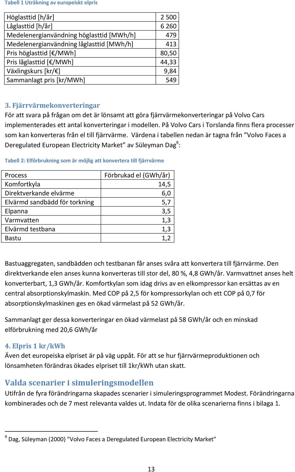 Fjärrvärmekonverteringar För att svara på frågan om det är lönsamt att göra fjärrvärmekonverteringar på Volvo Cars implementerades ett antal konverteringar i modellen.