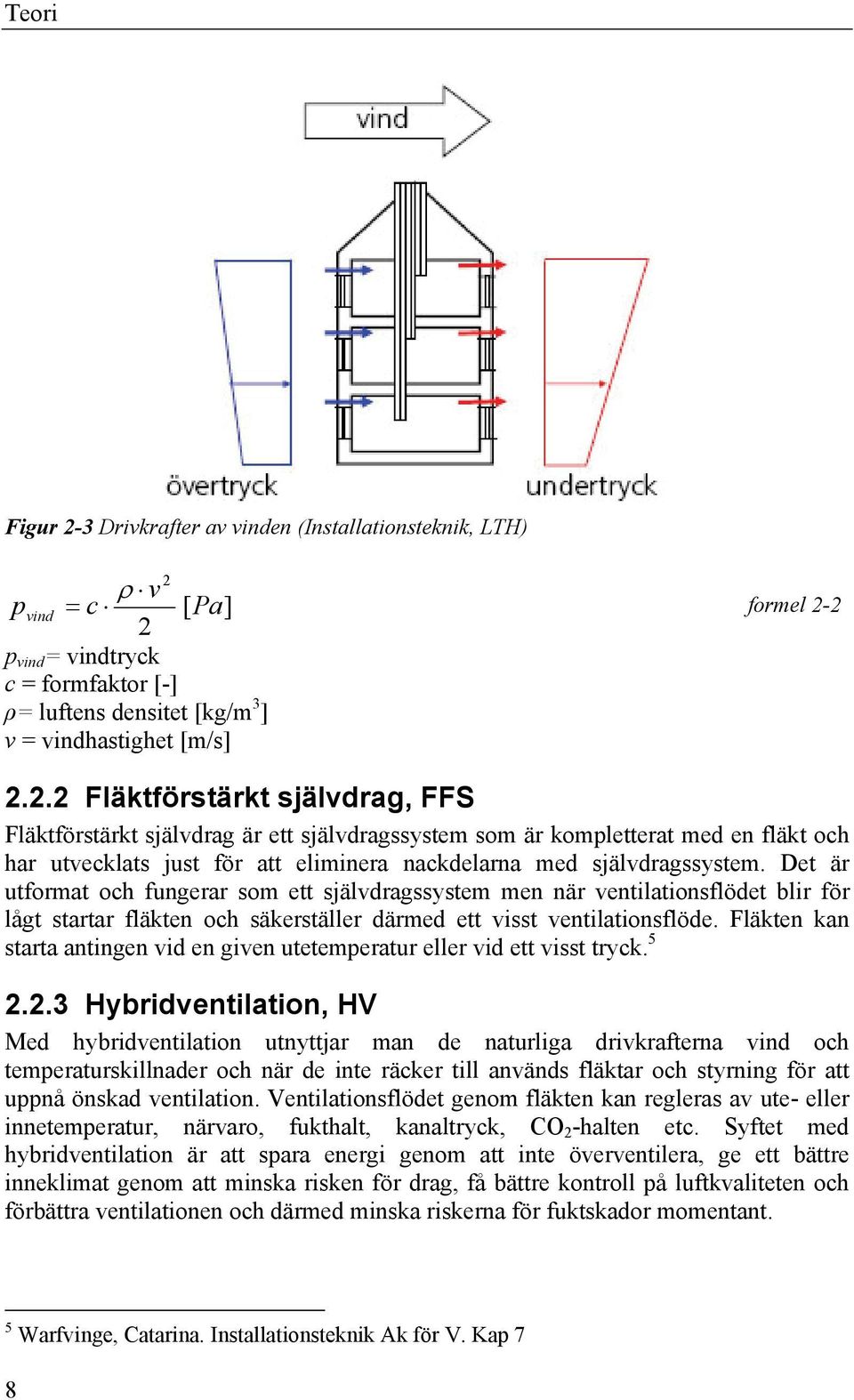 ρ v p vind = c [ Pa] 2 