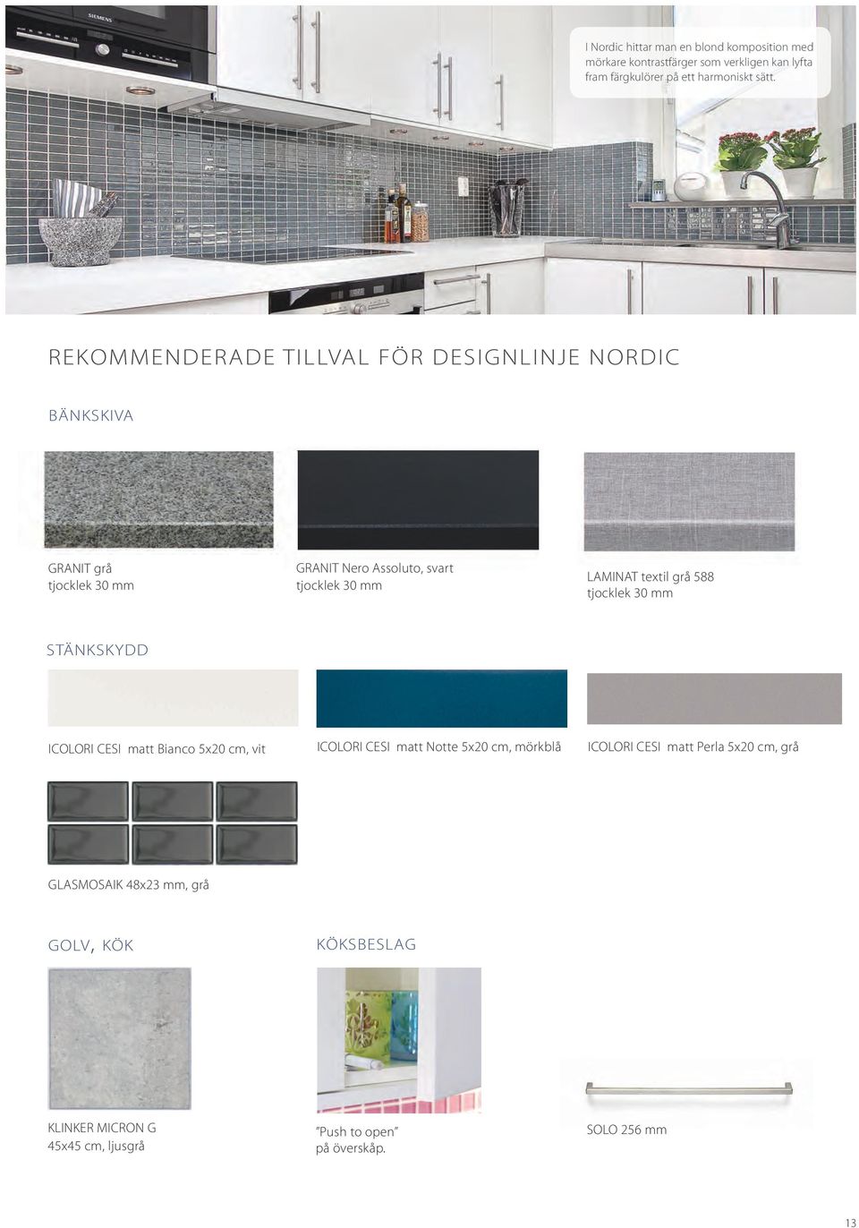 textil grå 588 tjocklek 30 mm stänkskydd ICOLORI CESI matt Bianco 5x20 cm, vit ICOLORI CESI matt Notte 5x20 cm, mörkblå ICOLORI CESI