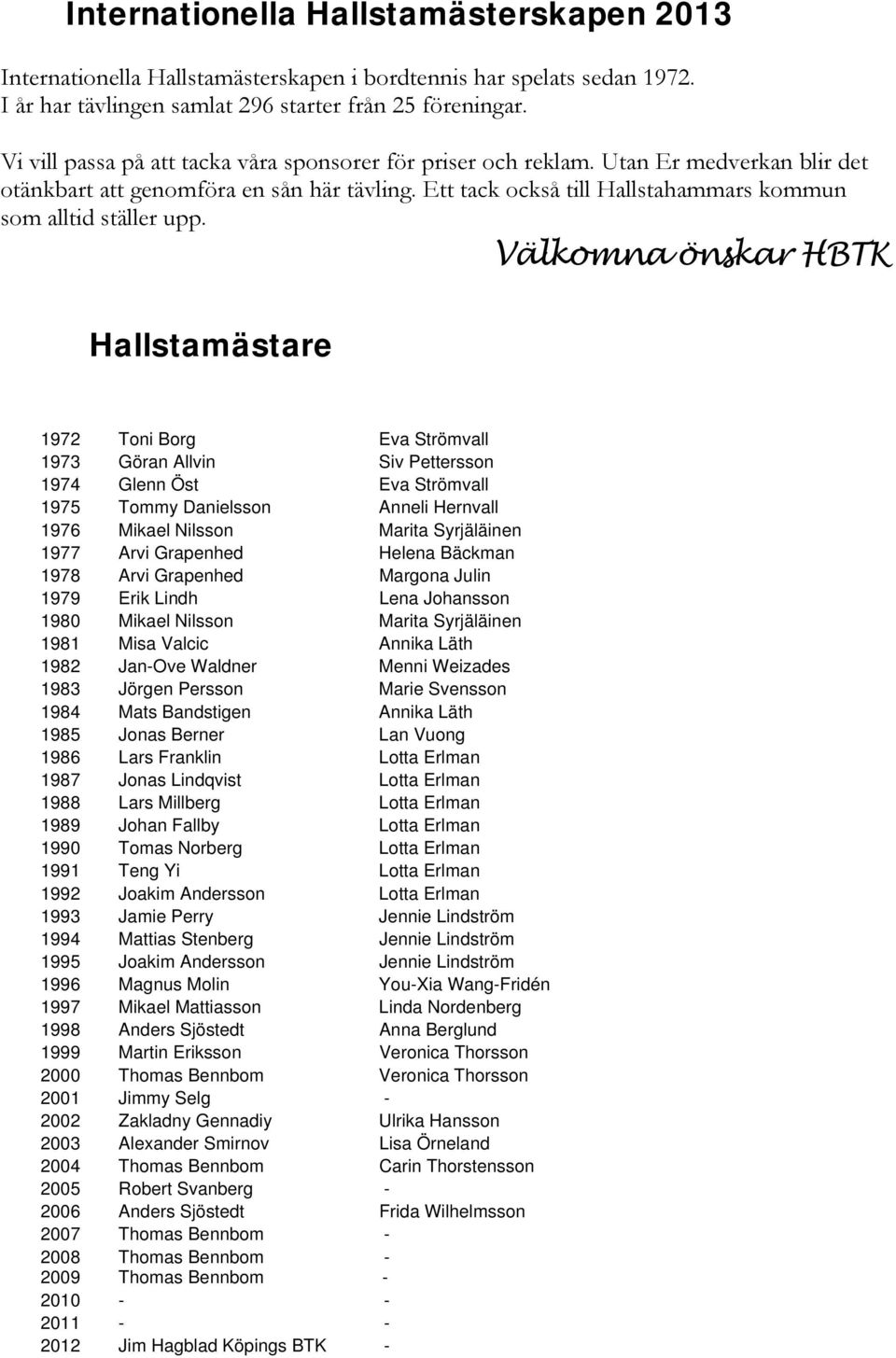 Ett tack också till Hallstahammars kommun som alltid ställer upp.