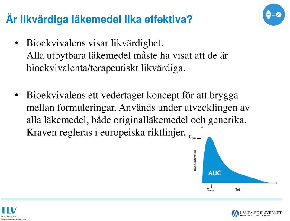 Bioekvivalens ett vedertaget koncept för att brygga mellan formuleringar.