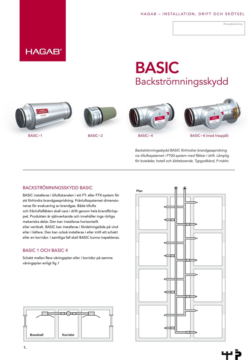 Både tillufts och frånluftsfläkten skall vara i drift genom hela brandförloppet. Produkten är självverkande och innehåller inga rörliga mekaniska delar.