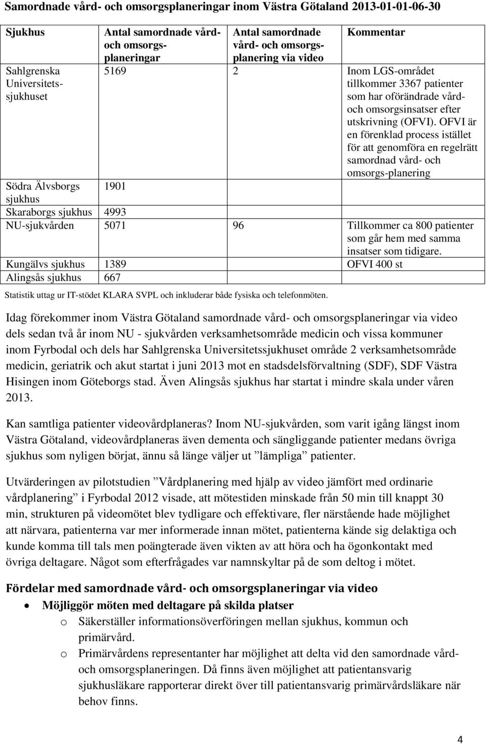 OFVI är en förenklad process istället för att genomföra en regelrätt samordnad vård- och omsorgs-planering Södra Älvsborgs 1901 sjukhus Skaraborgs sjukhus 4993 NU-sjukvården 5071 96 Tillkommer ca 800