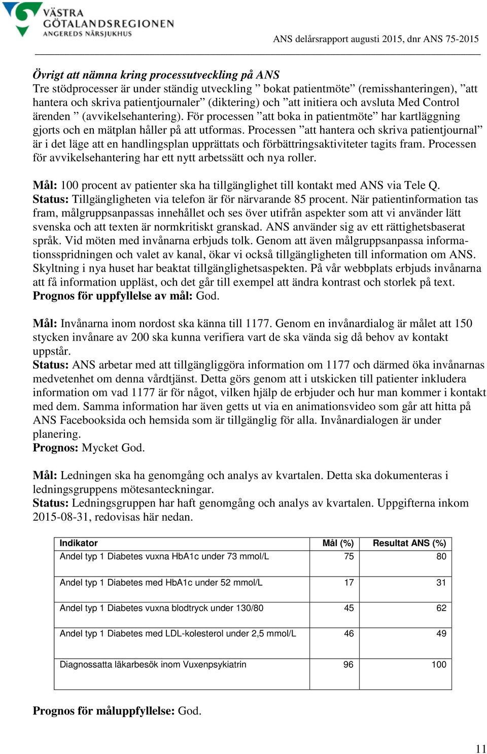 Processen att hantera och skriva patientjournal är i det läge att en handlingsplan upprättats och förbättringsaktiviteter tagits fram.