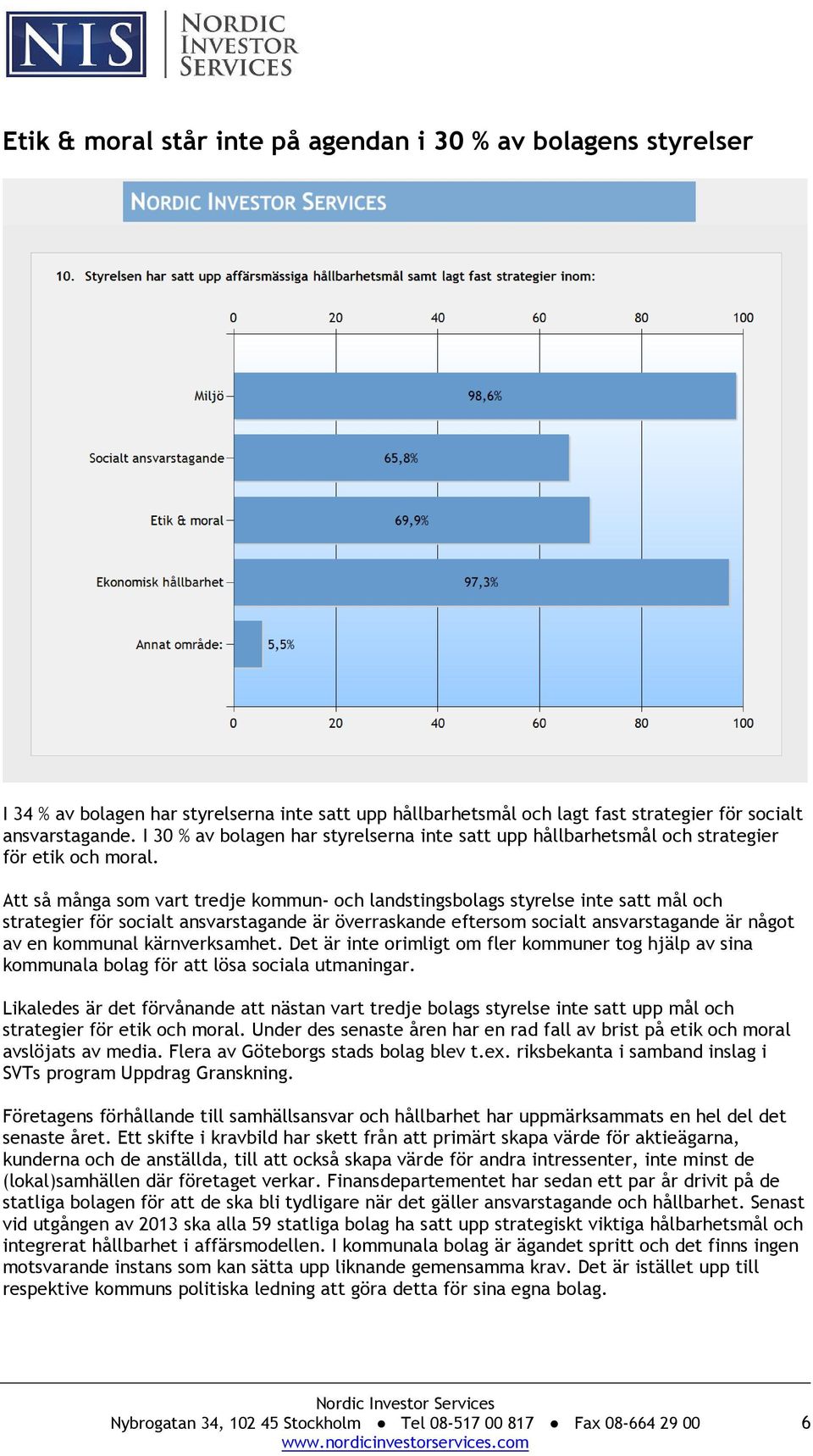 Att så många som vart tredje kommun- och landstingsbolags styrelse inte satt mål och strategier för socialt ansvarstagande är överraskande eftersom socialt ansvarstagande är något av en kommunal