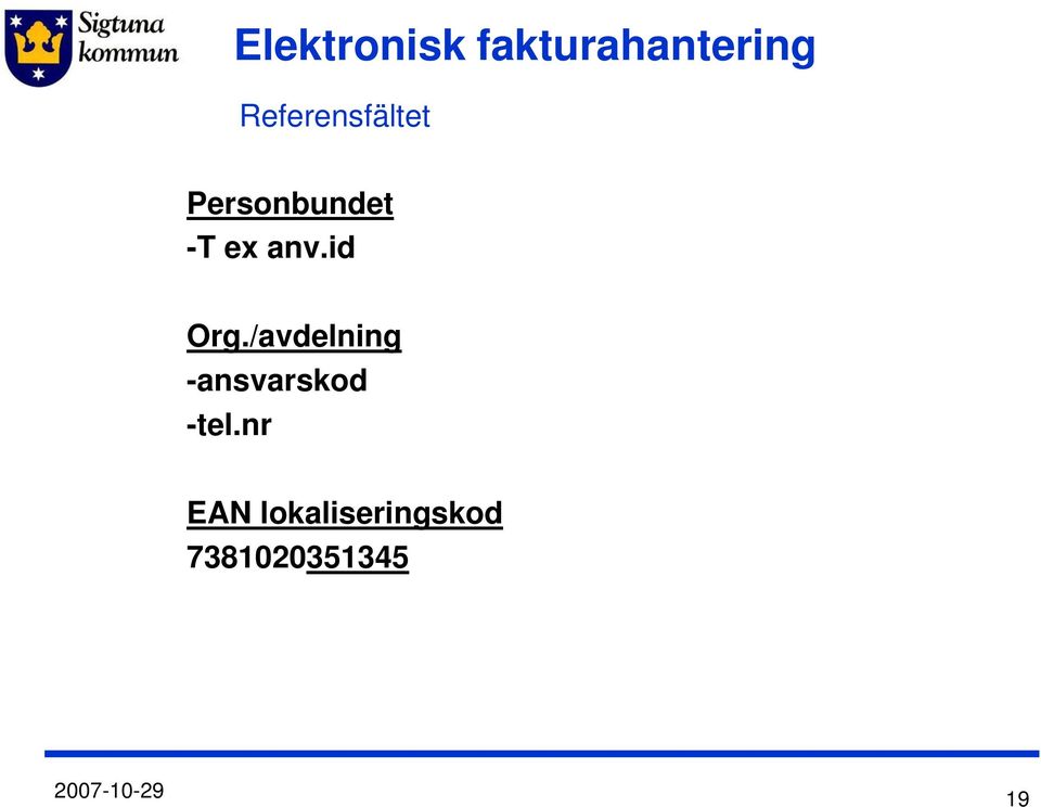 /avdelning -ansvarskod -tel.