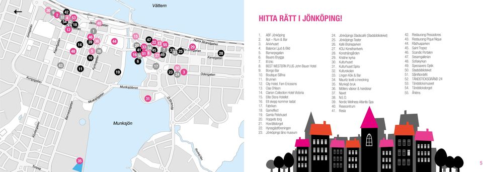 City Hotel, Fam Ericssons 13. Clas Ohlson 14. Clarion Collection Hotel Victoria 15. Elite Stora Hotellet 16. Ett skepp kommer lastat 17. Fabriken 18. Gameffect 19. Gamla Polishuset 20.