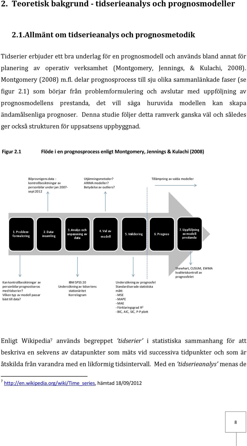 2008). Montgomery (2008) m.fl. delar prognosprocess till sju olika sammanlänkade faser (se figur 2.