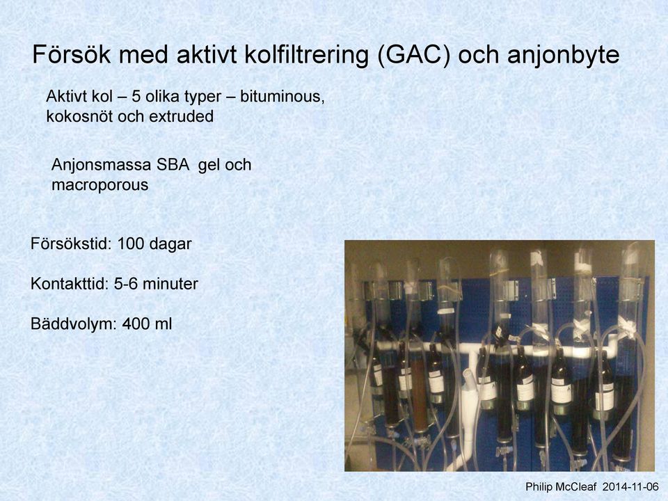 Anjonsmassa SBA gel och macroporous Försökstid: 100 dagar