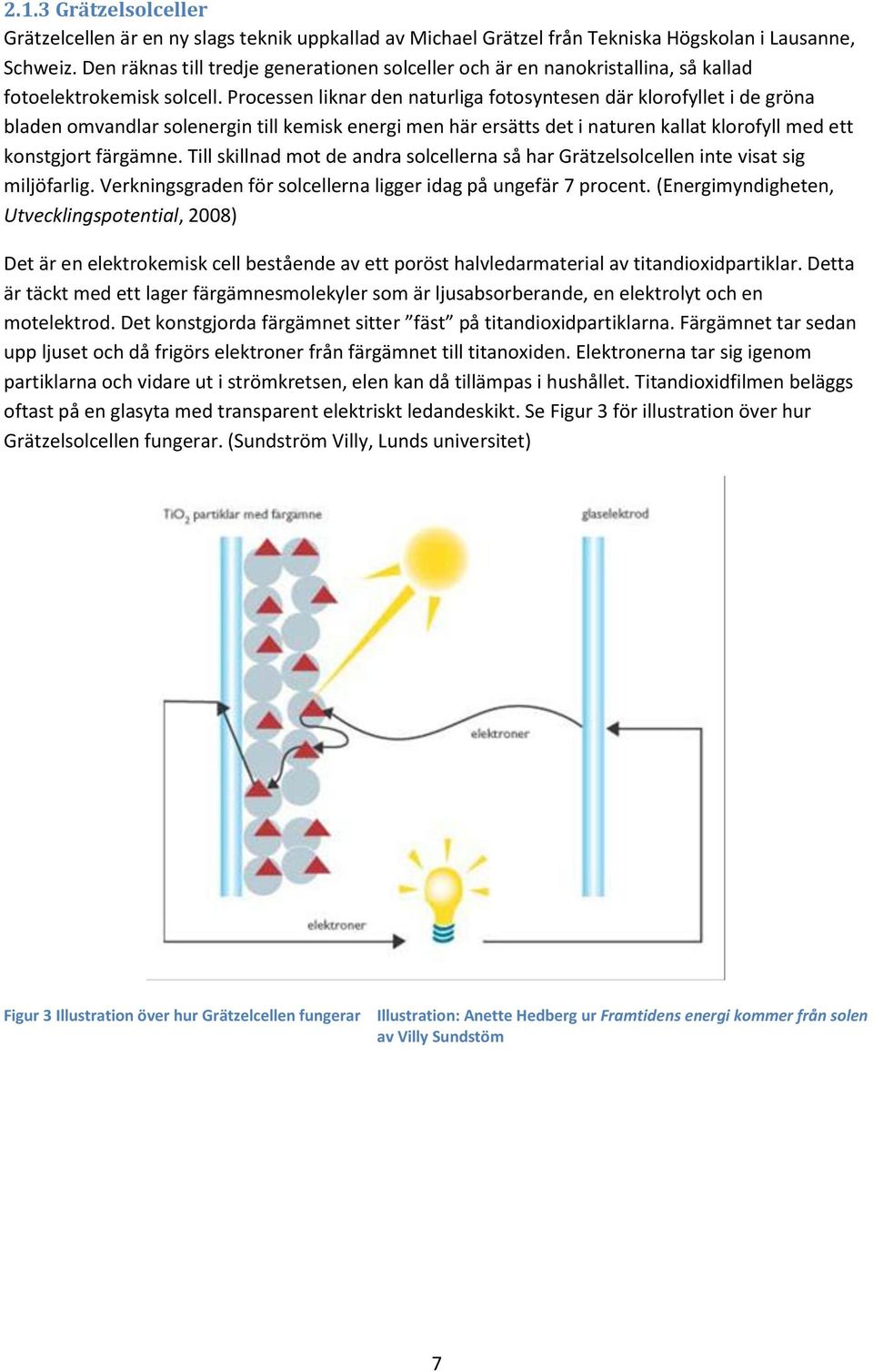 Processen liknar den naturliga fotosyntesen där klorofyllet i de gröna bladen omvandlar solenergin till kemisk energi men här ersätts det i naturen kallat klorofyll med ett konstgjort färgämne.