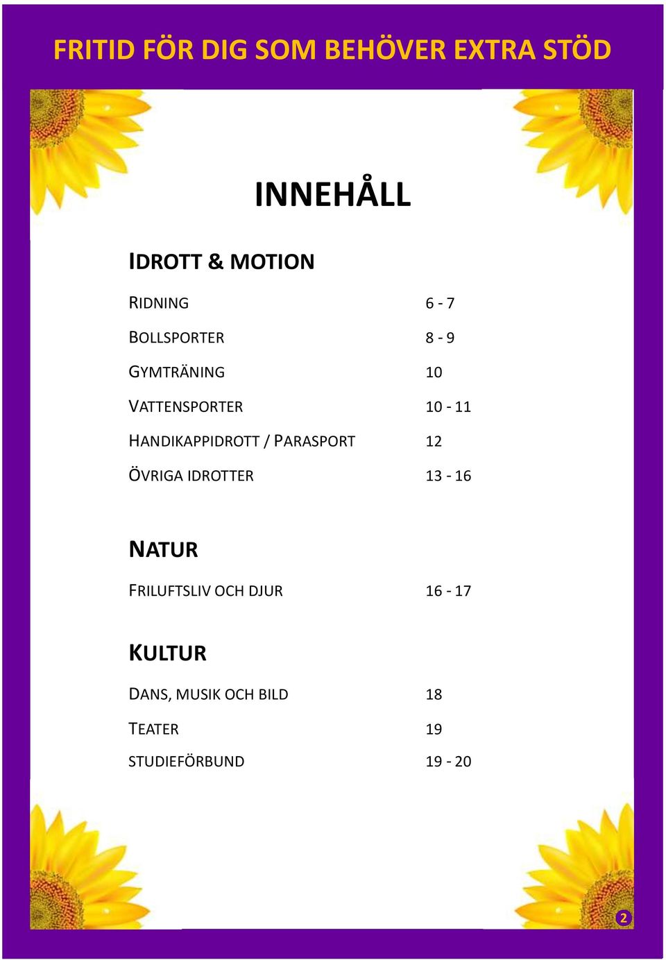 HANDIKAPPIDROTT / PARASPORT 12 ÖVRIGA IDROTTER 13-16 NATUR