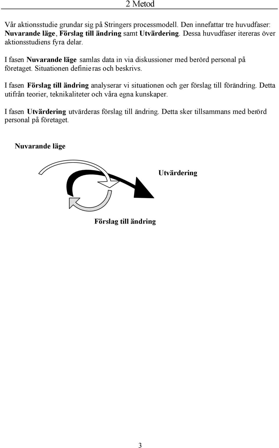 Situationen definie ras och beskrivs. I fasen Förslag till ändring analyserar vi situationen och ger förslag till förändring.