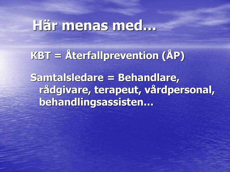 Samtalsledare = Behandlare,