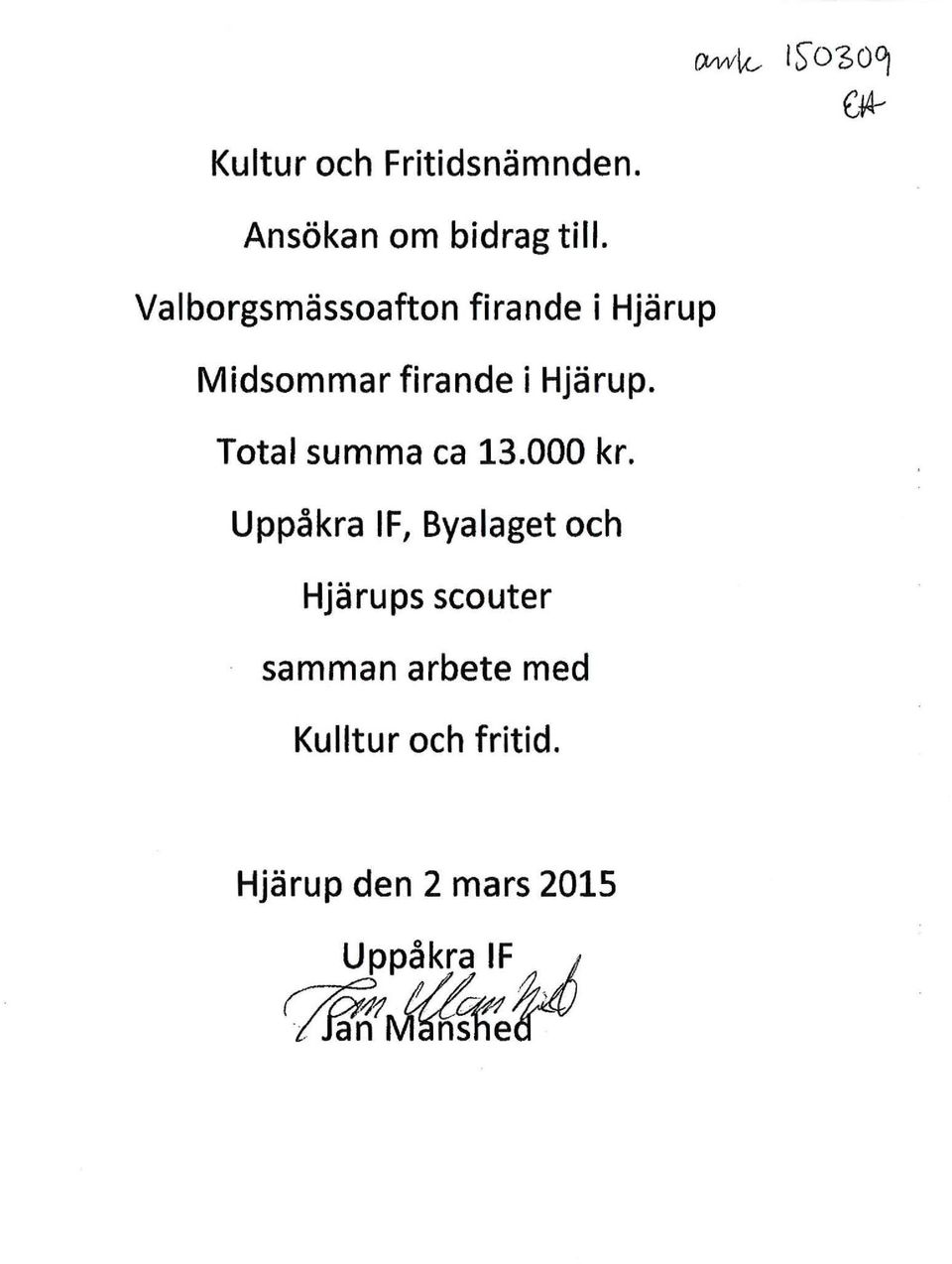 Total summa ca 13.000 kr.