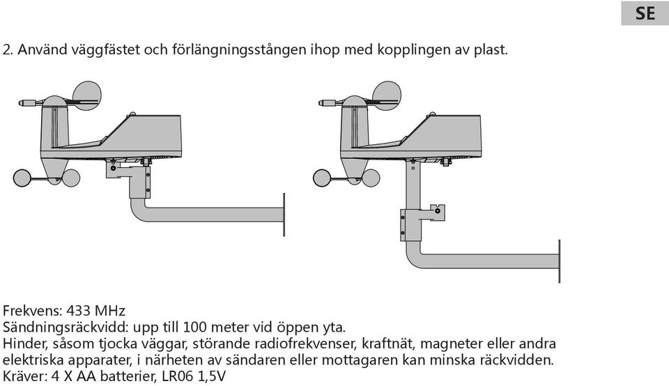 Hinder, såsom tjocka väggar, störande radiofrekvenser, kraftnät, magneter eller andra