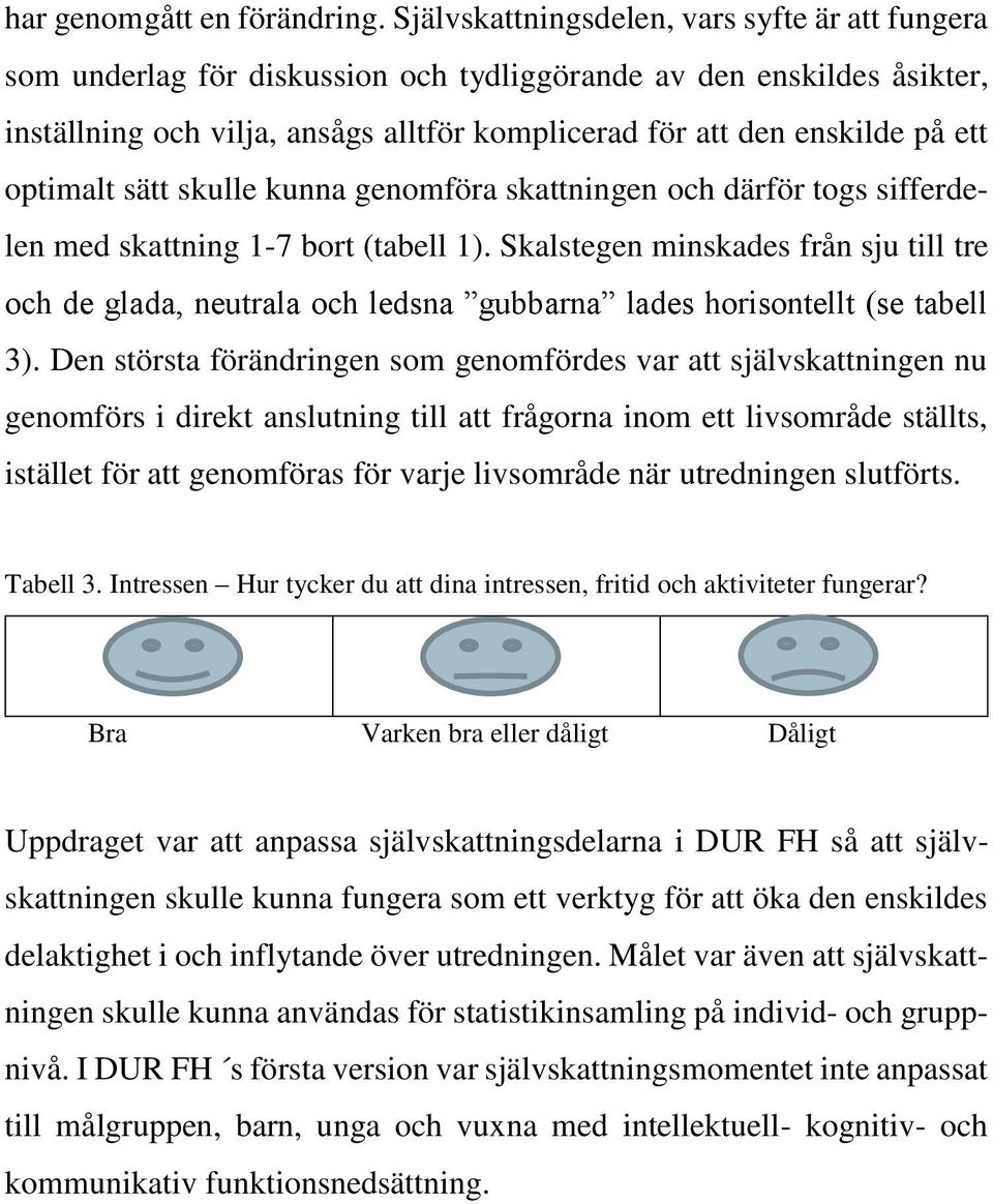 optimalt sätt skulle kunna genomföra skattningen och därför togs sifferdelen med skattning 1-7 bort (tabell 1).