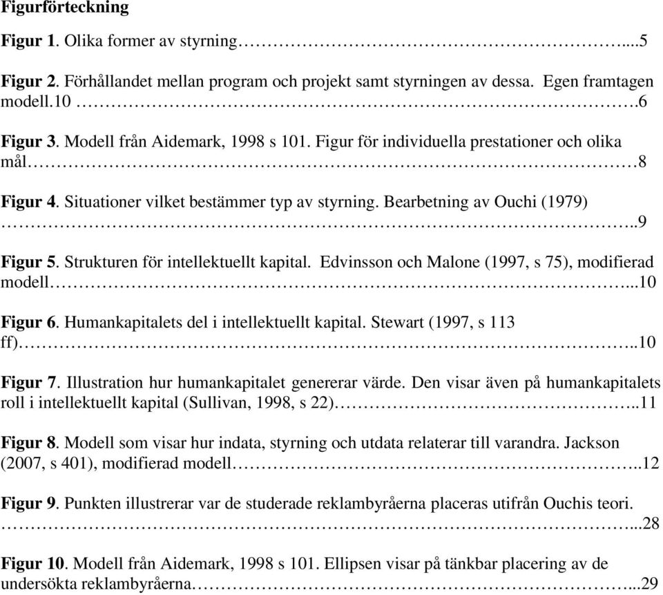 Edvinsson och Malone (1997, s 75), modifierad modell...10 Figur 6. Humankapitalets del i intellektuellt kapital. Stewart (1997, s 113 ff)..10 Figur 7. Illustration hur humankapitalet genererar värde.