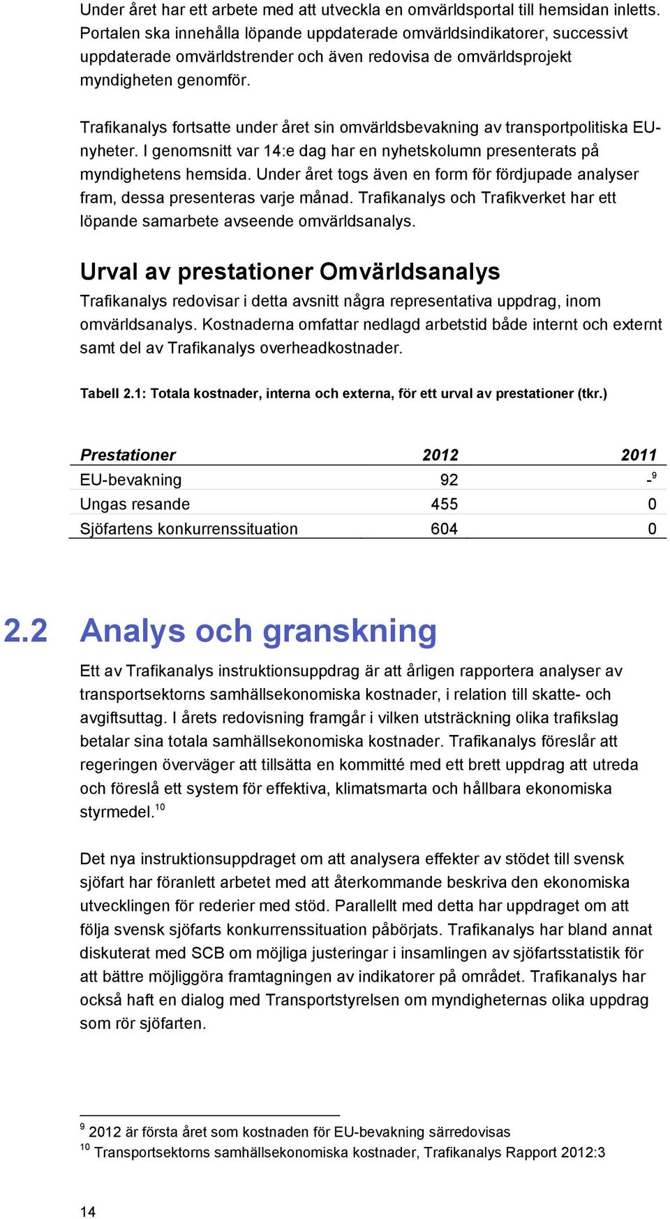 Trafikanalys fortsatte under året sin omvärldsbevakning av transportpolitiska EUnyheter. I genomsnitt var 14:e dag har en nyhetskolumn presenterats på myndighetens hemsida.