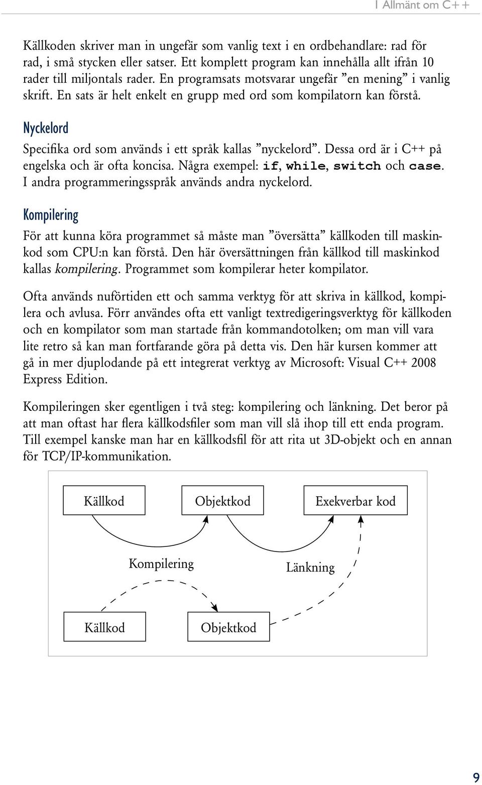 En sats är helt enkelt en grupp med ord som kompilatorn kan förstå. Nyckelord Specifika ord som används i ett språk kallas nyckelord. Dessa ord är i C++ på engelska och är ofta koncisa.