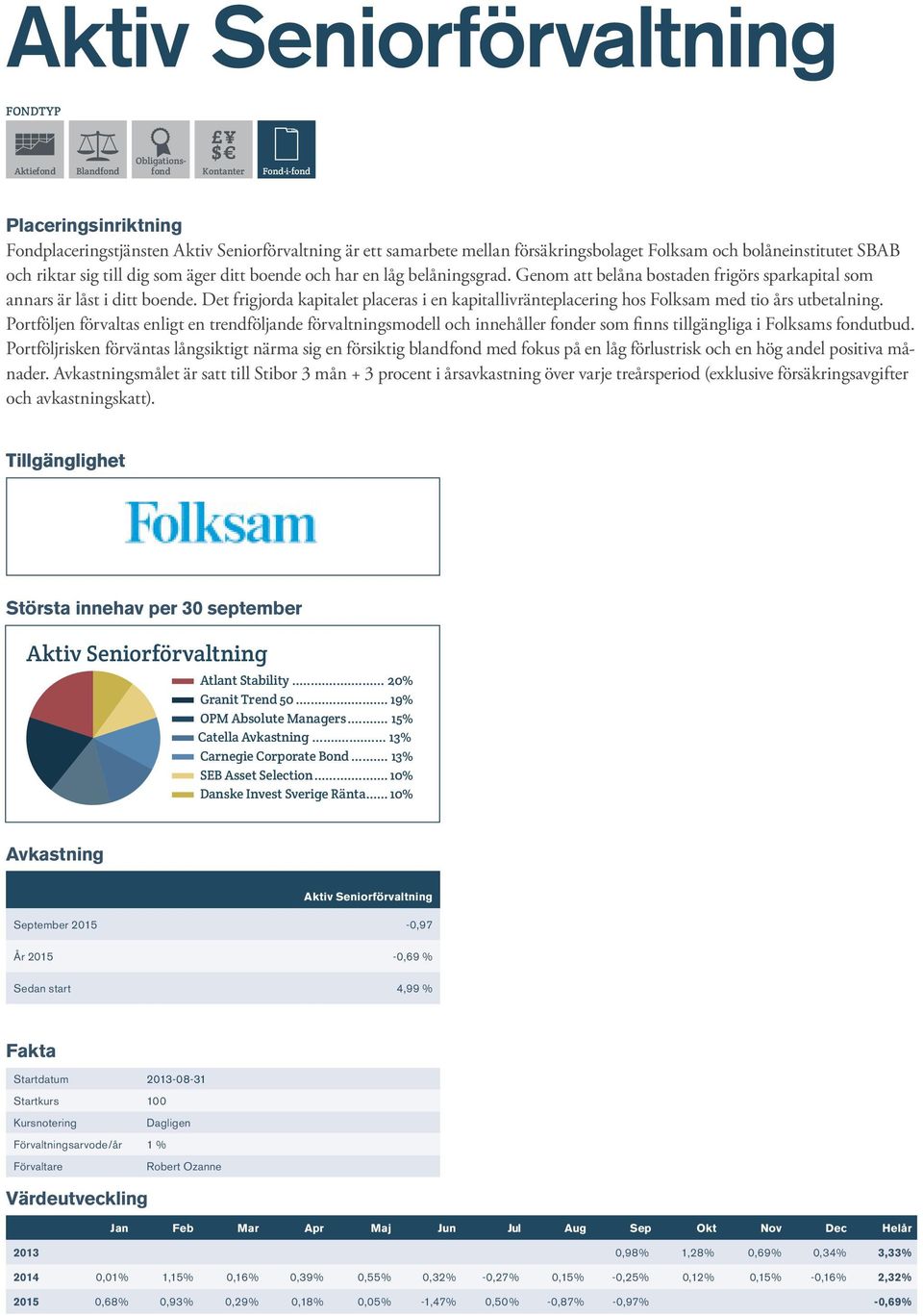 Det frigjorda kapitalet placeras i en kapitallivränteplacering hos Folksam med tio års utbetalning.