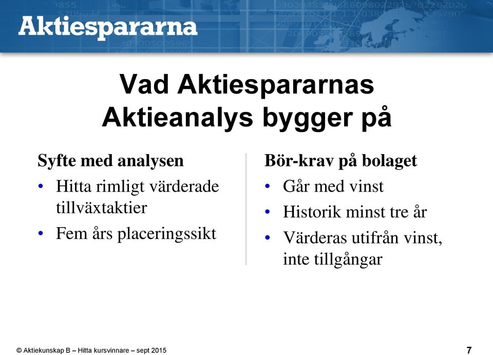 års placeringssikt Bör-krav på bolaget Går med vinst