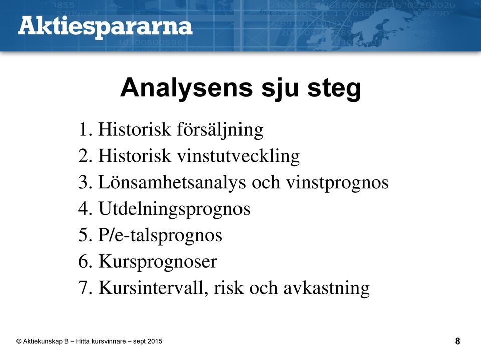 Lönsamhetsanalys och vinstprognos 4.