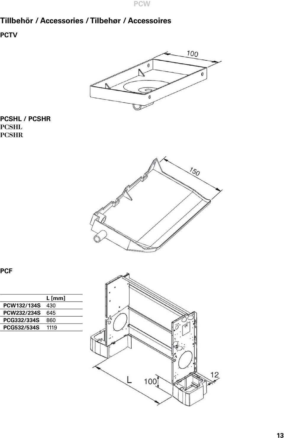 PCSHR PCF L [mm] PCW132/134S 430