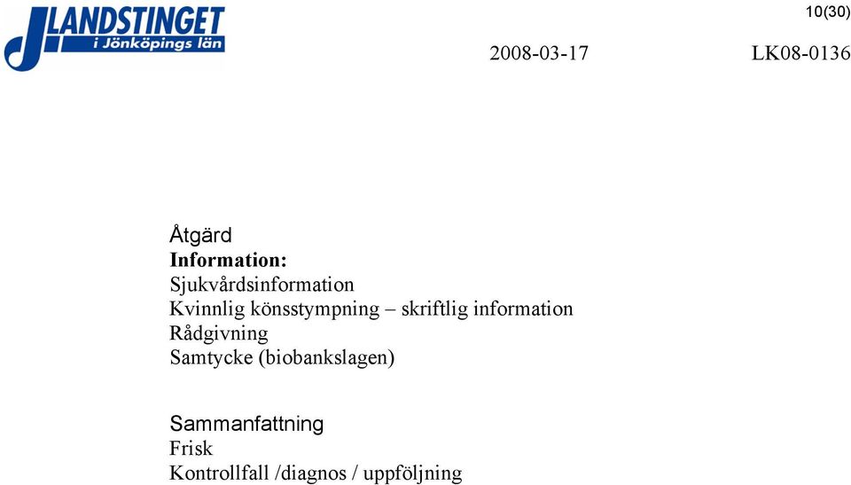 skriftlig information Rådgivning Samtycke