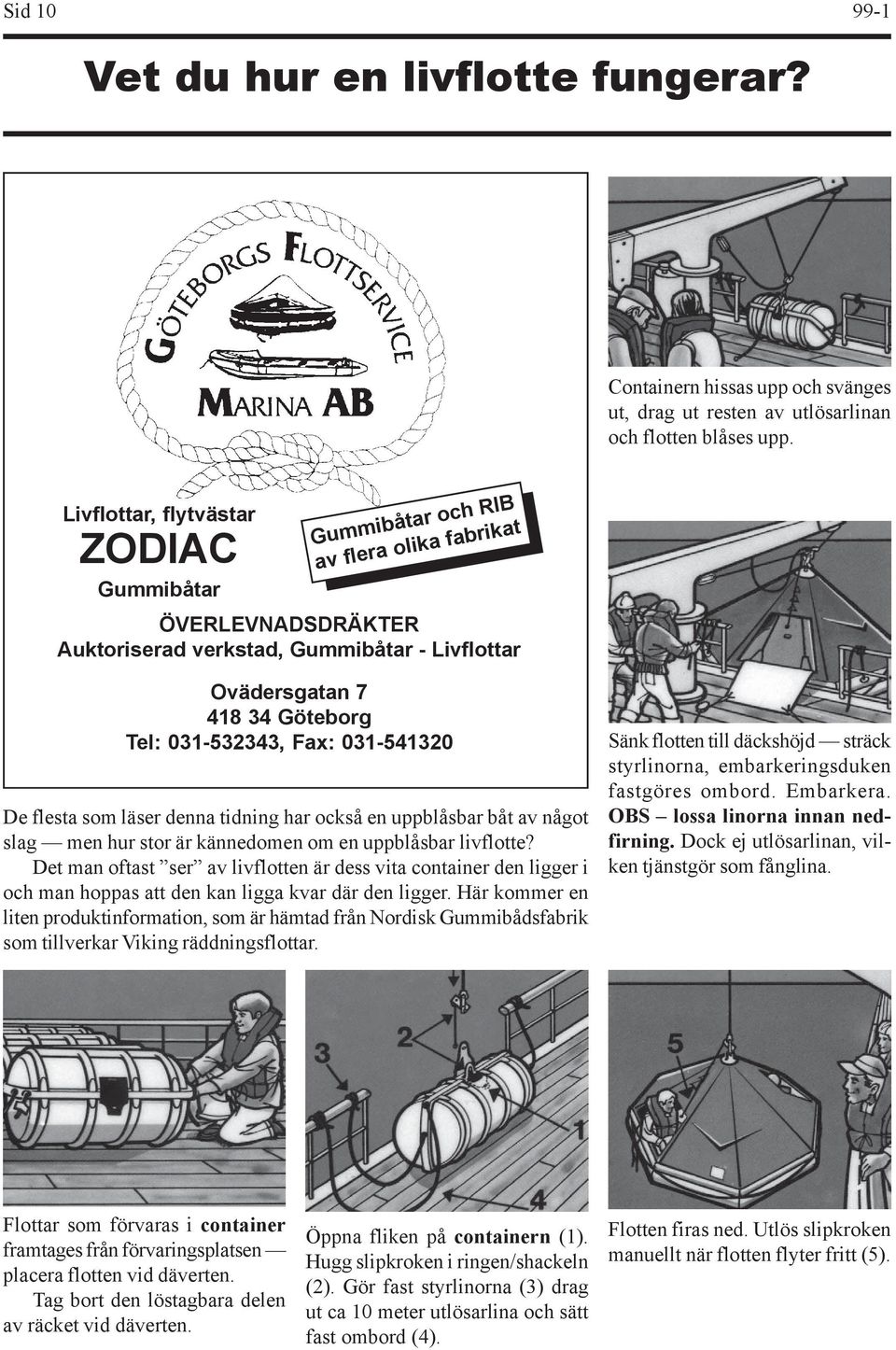 Fax: 031-541320 De flesta som läser denna tidning har också en uppblåsbar båt av något slag men hur stor är kännedomen om en uppblåsbar livflotte?