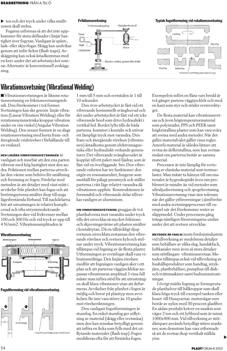 Friktionssvetsning Typisk fogutformning vid rotationssvetsning Vibrationssvetsning (Vibrational Welding) Vibrationssvetsningen är liksom rotationsvetsning en friktionsvetsningsteknik.