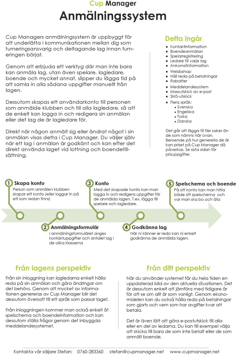 Dessutom skapas ett användarkonto till personen som anmälde klubben och till alla lagledare, så att de enkelt kan logga in och redigera sin anmälan eller det lag de är lagledare för.