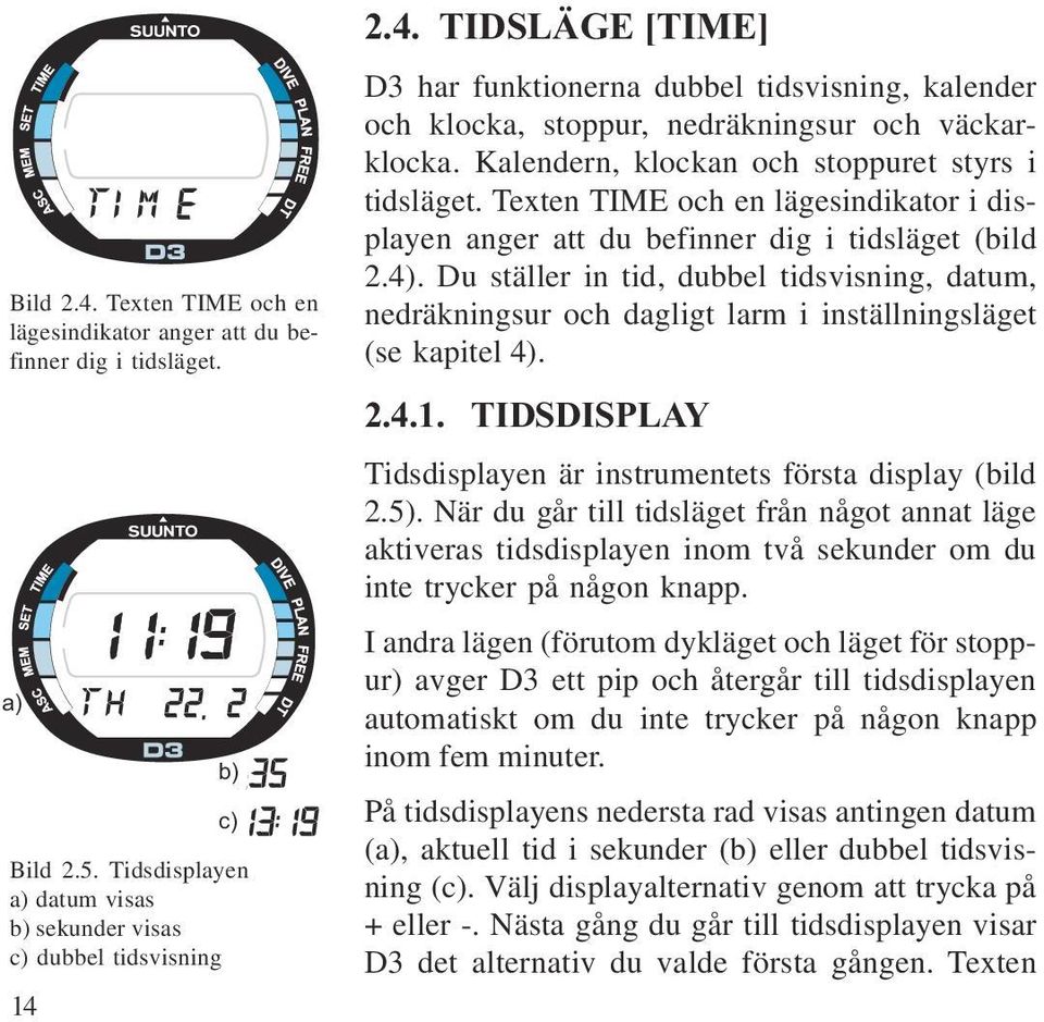 Kom ihåg att kontrollera att tid och datum är rätt inställda före dyket, speciellt vid resor till platser i en annan tidszon.