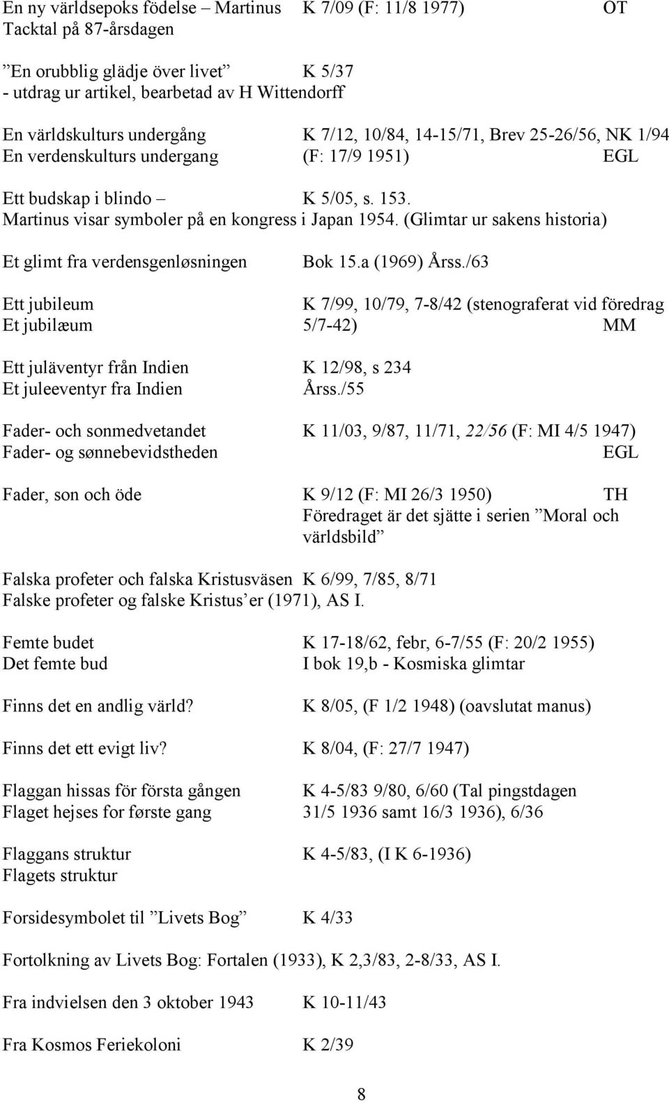 (Glimtar ur sakens historia) Et glimt fra verdensgenløsningen Bok 15.a (1969) Årss.