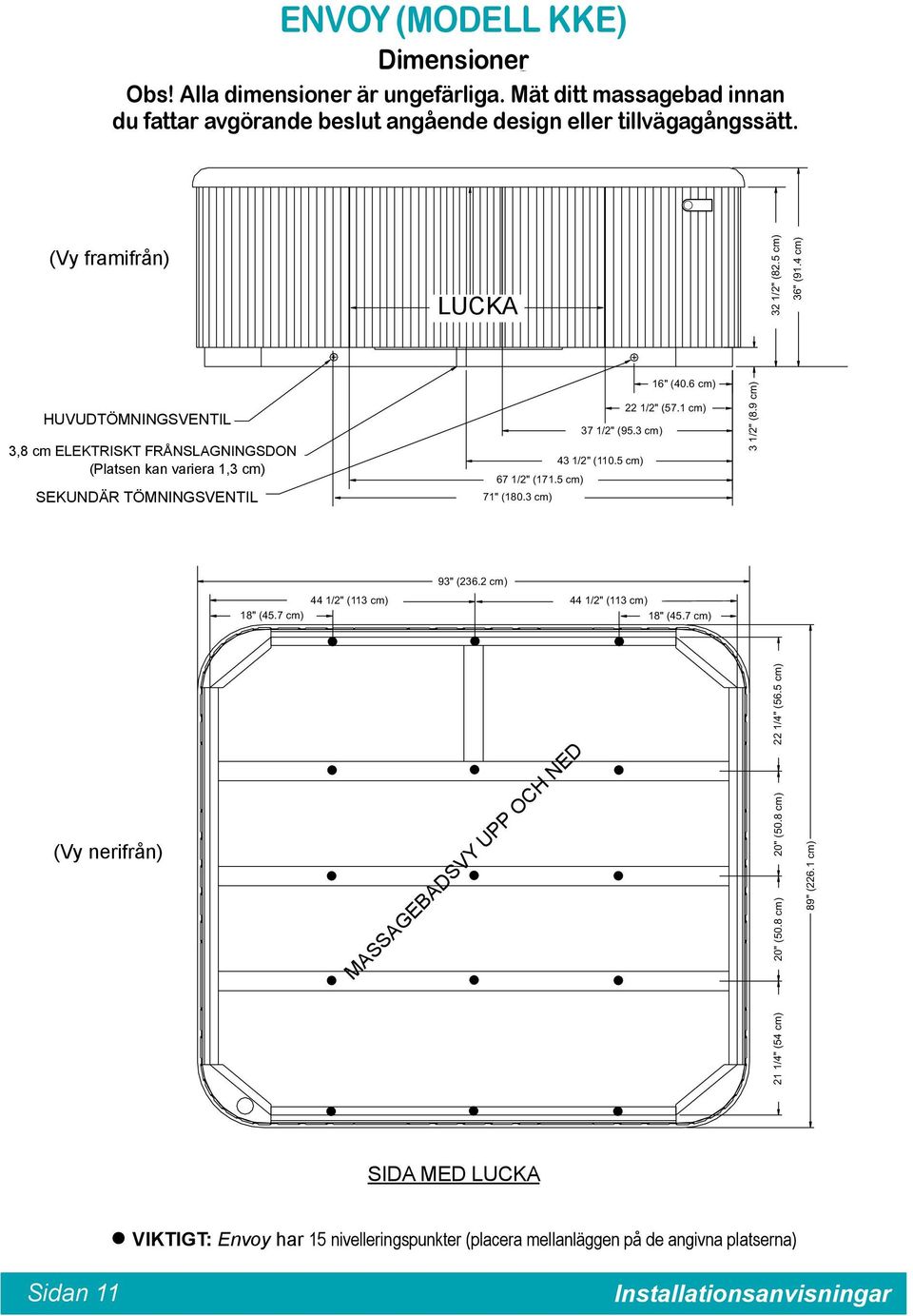 1 cm) 37 1/2" (95.3 cm) 43 1/2" (110.5 cm) 67 1/2" (171.5 cm) 71" (180.3 cm) 3 1/2" (8.9 cm) 93" (236.2 cm) 44 1/2" (113 cm) 44 1/2" (113 cm) 18" (45.7 cm) 18" (45.