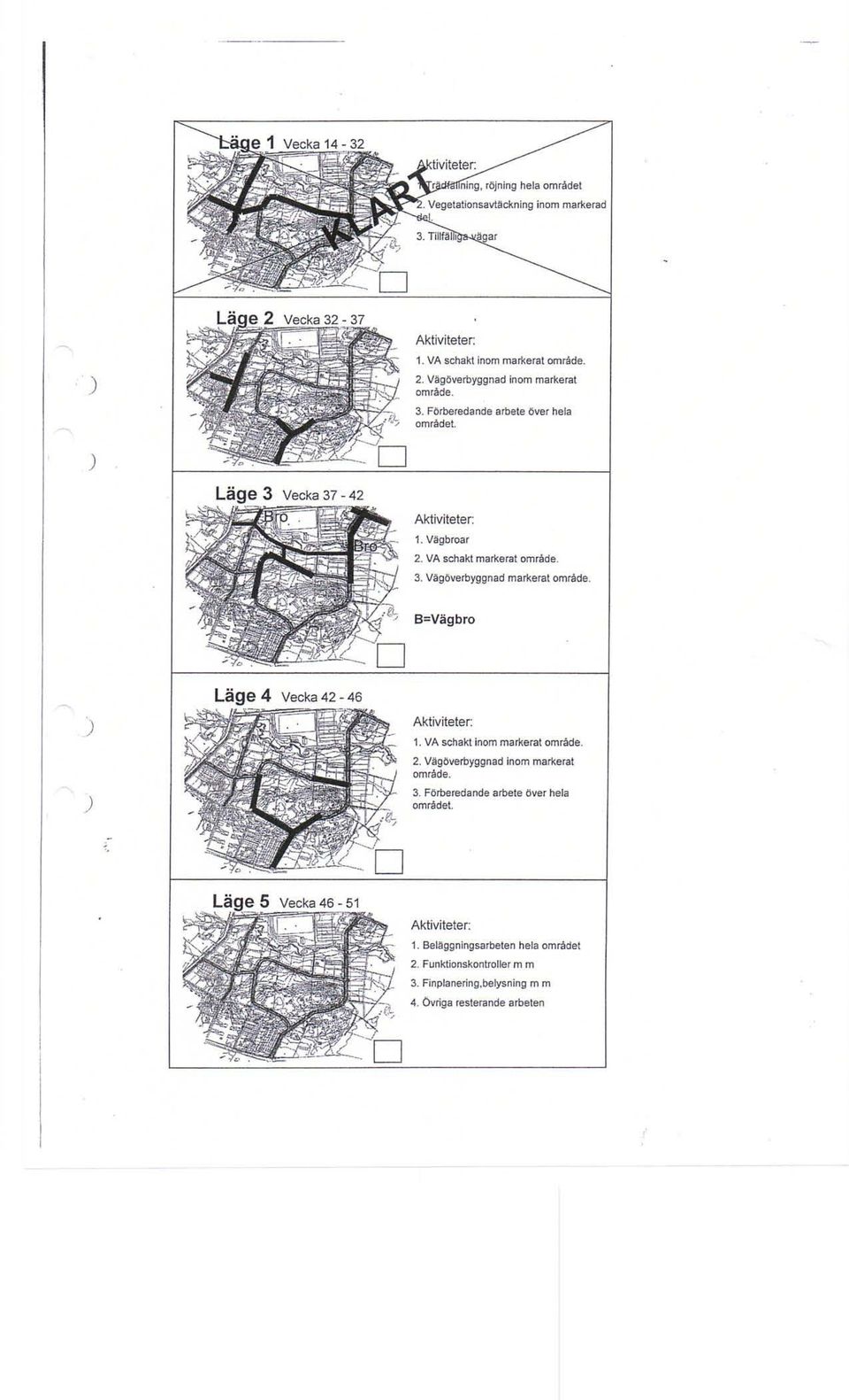 område. 3. Förberedande arbete över heja omrlidet l. Beläggningsarbeten hela området 2. Funklionskontroller ffi ffi 3.