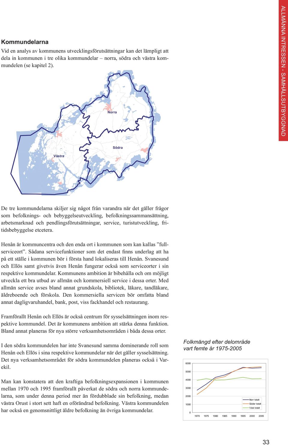 befolkningssammansättning, arbetsmarknad och pendlingsförutsättningar, service, turistutveckling, fritidsbebyggelse etcetera.