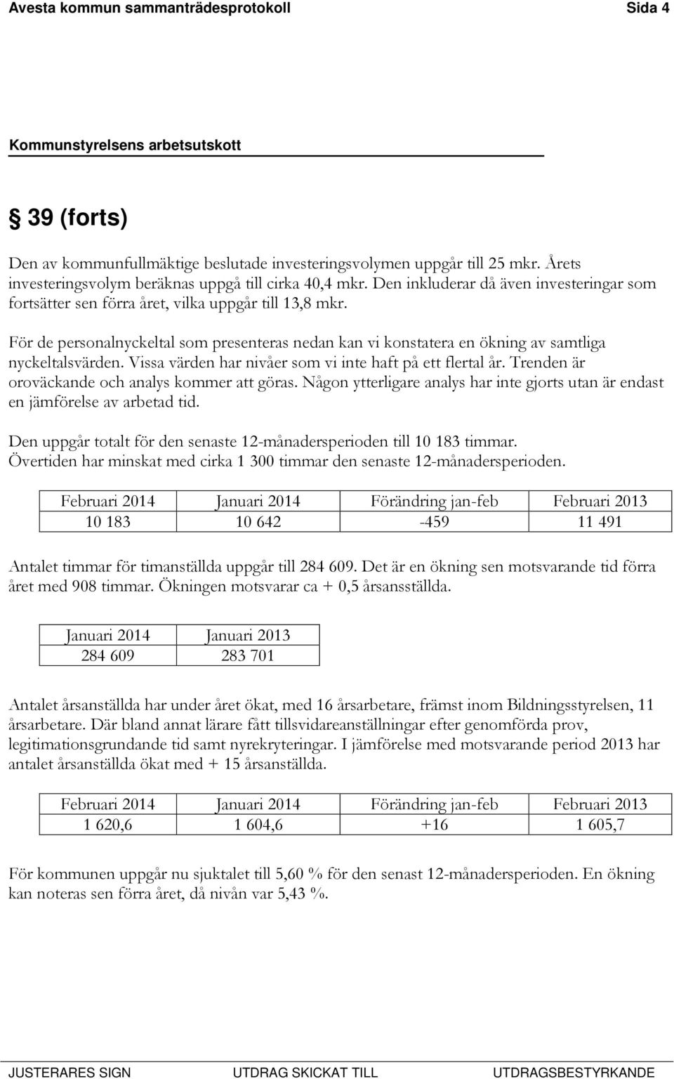 Vissa värden har nivåer som vi inte haft på ett flertal år. Trenden är oroväckande och analys kommer att göras. Någon ytterligare analys har inte gjorts utan är endast en jämförelse av arbetad tid.