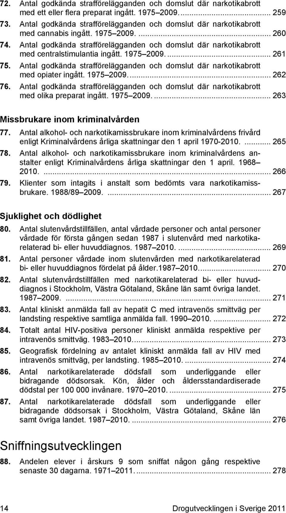 1975 29.... 261 75. Antal godkända strafförelägganden och domslut där narkotikabrott med opiater ingått. 1975 29.... 262 76.